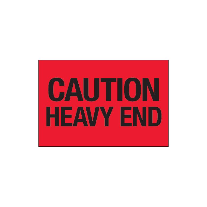 2" x 3" - "Caution - Heavy End" (Fluorescent Red) Labels