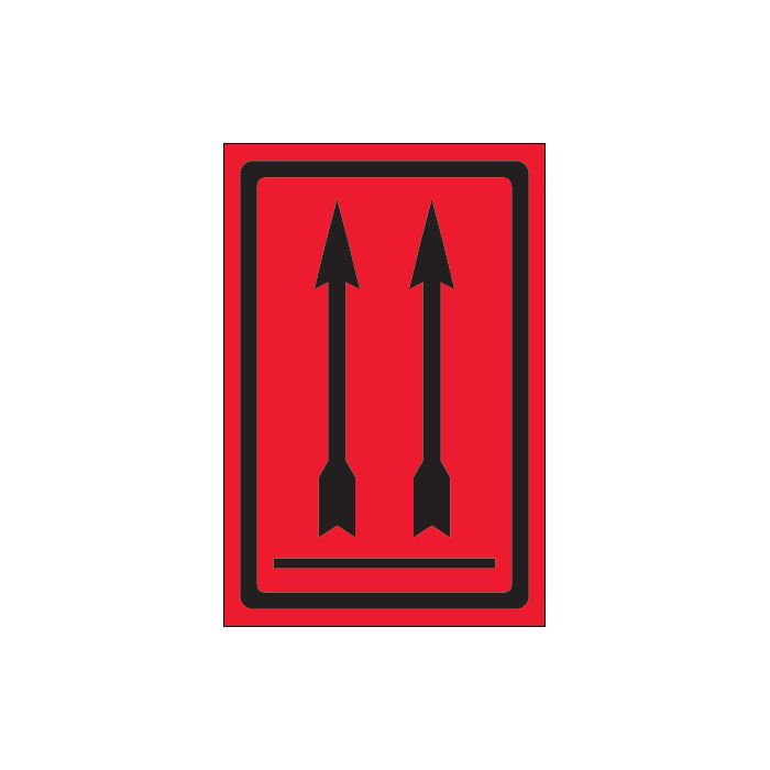 4" x 6" - Two Up Arrows Over Bar (Fluorescent Red) Labels