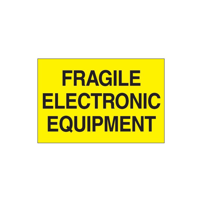 2" x 3" - "Fragile - Electronic Equipment" (Fluorescent Yellow) Labels
