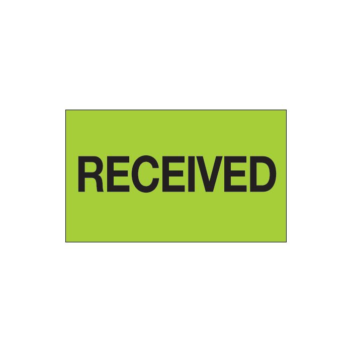 3" x 5" - "Received" (Fluorescent Green) Labels