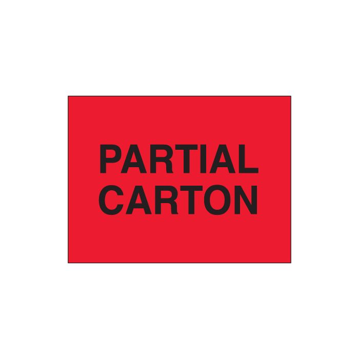 3" x 5" - "Partial Carton" (Fluorescent Red) Labels