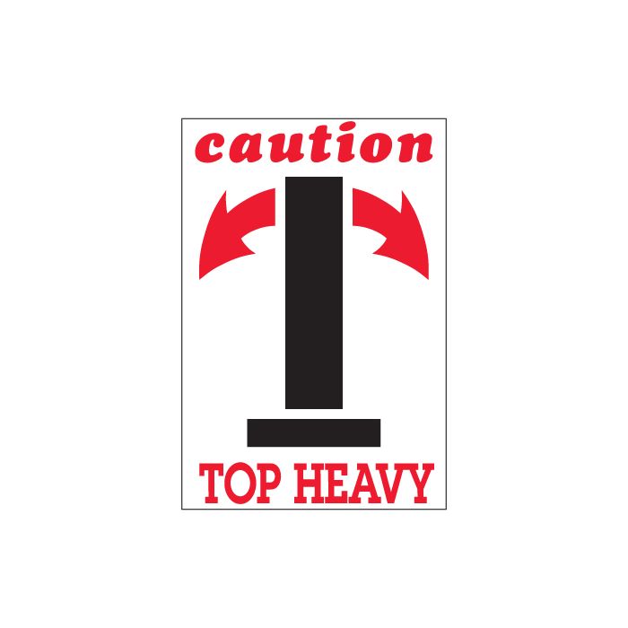 4" x 6" - "Caution - Top Heavy" Arrow Labels