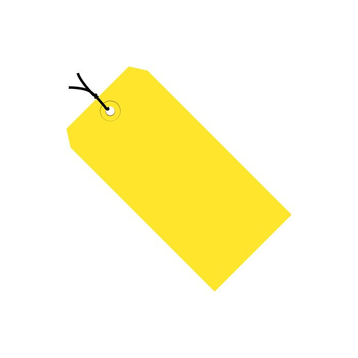 2 3/4" x 1 3/8" Yellow 13 Pt. Shipping Tags - Pre-Strung